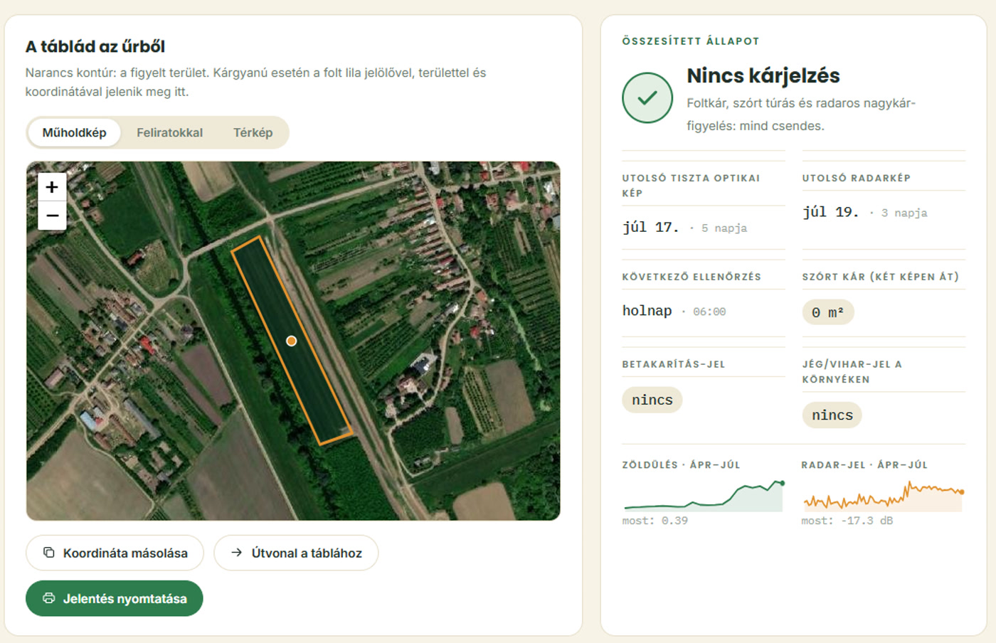 Táblád az űrből – összesített állapot dashboard